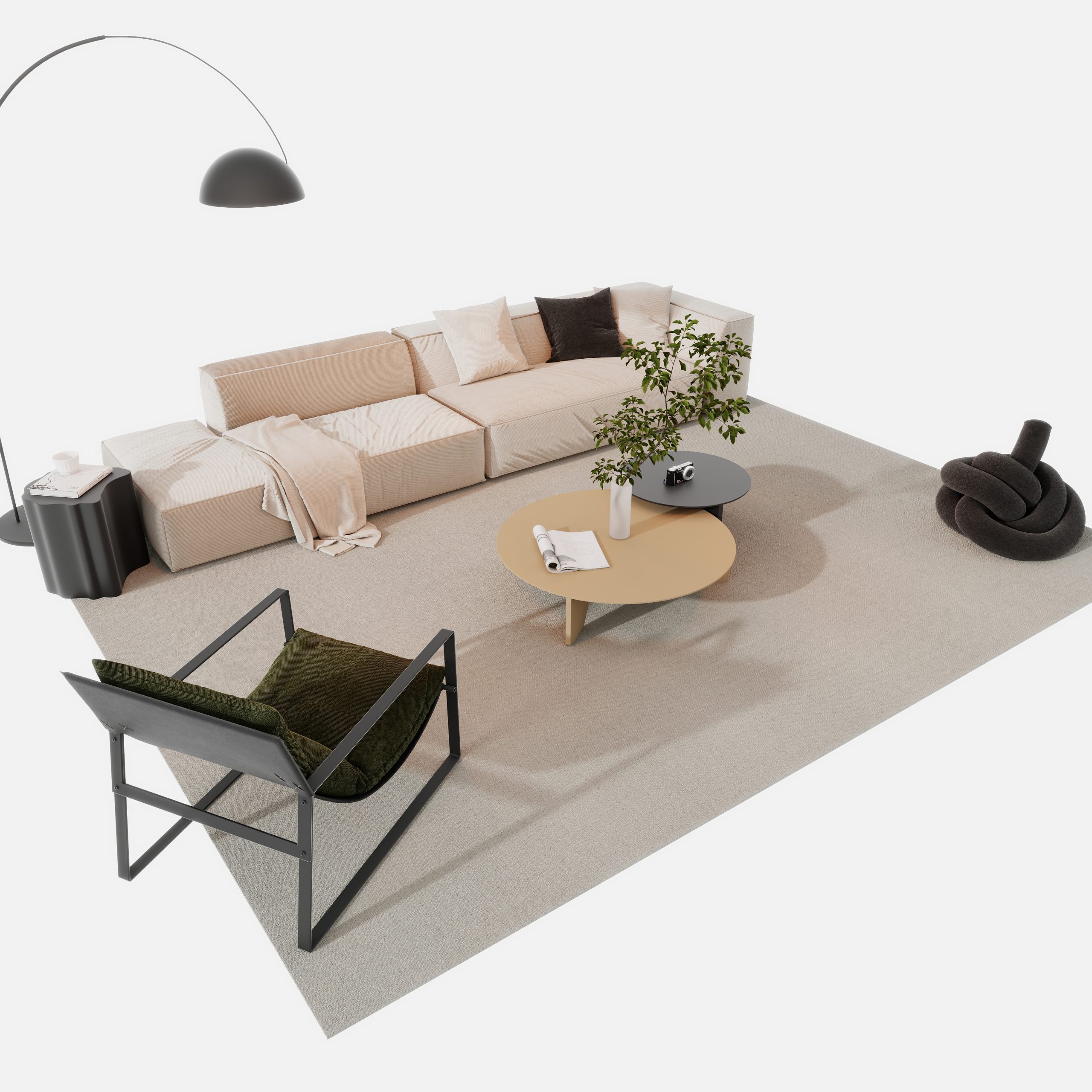 现代客厅沙发组合场景模型-乐云库