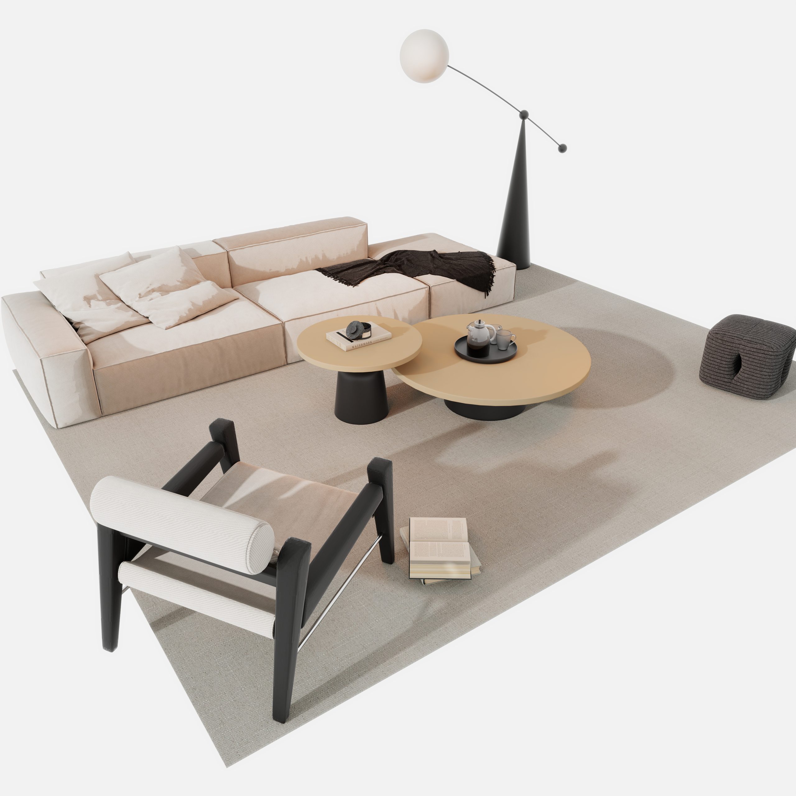 酷家乐现代客厅沙发组合场景模型-乐云库