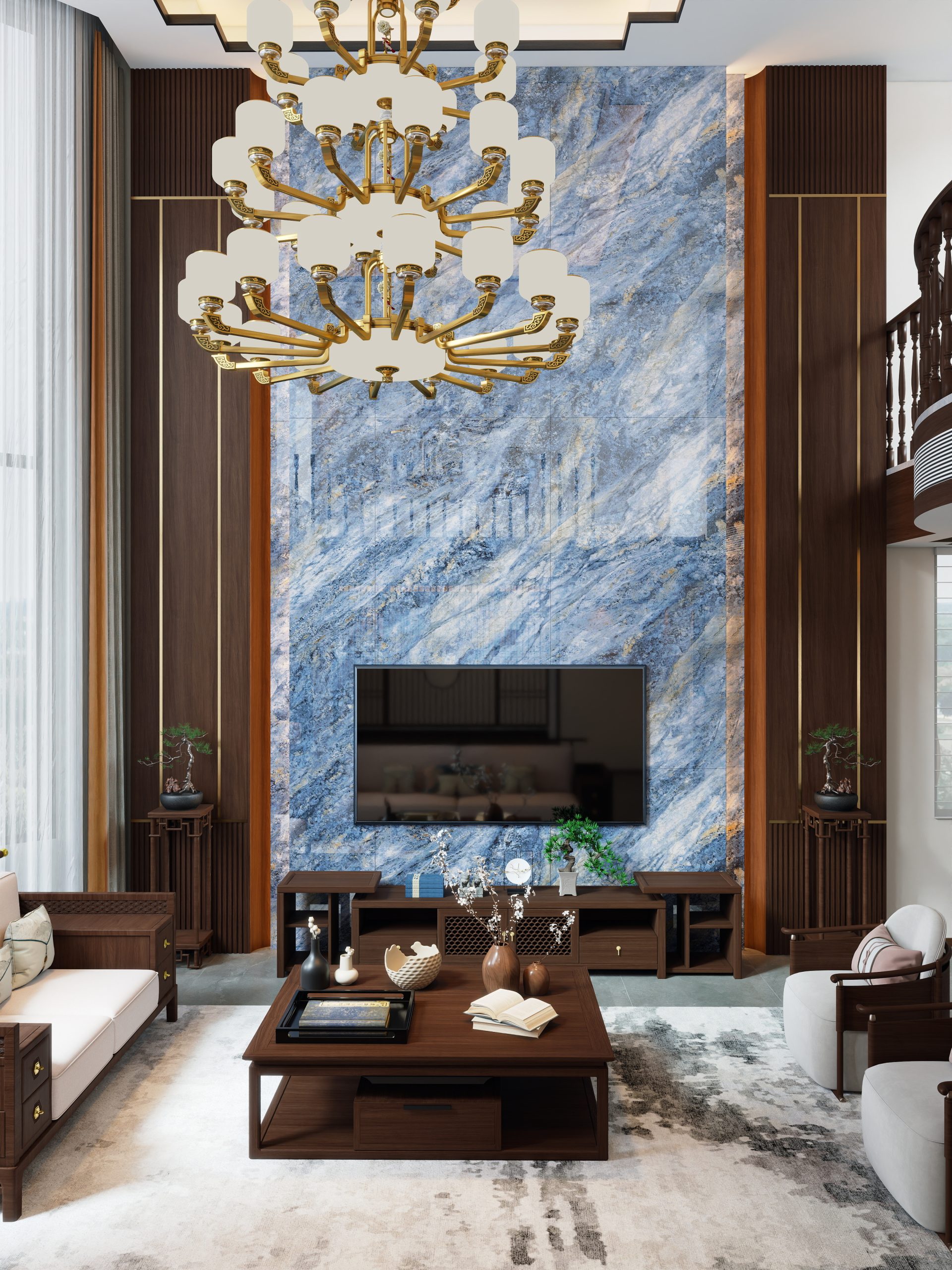 新中式三层别墅酷家乐成套方案-乐云库