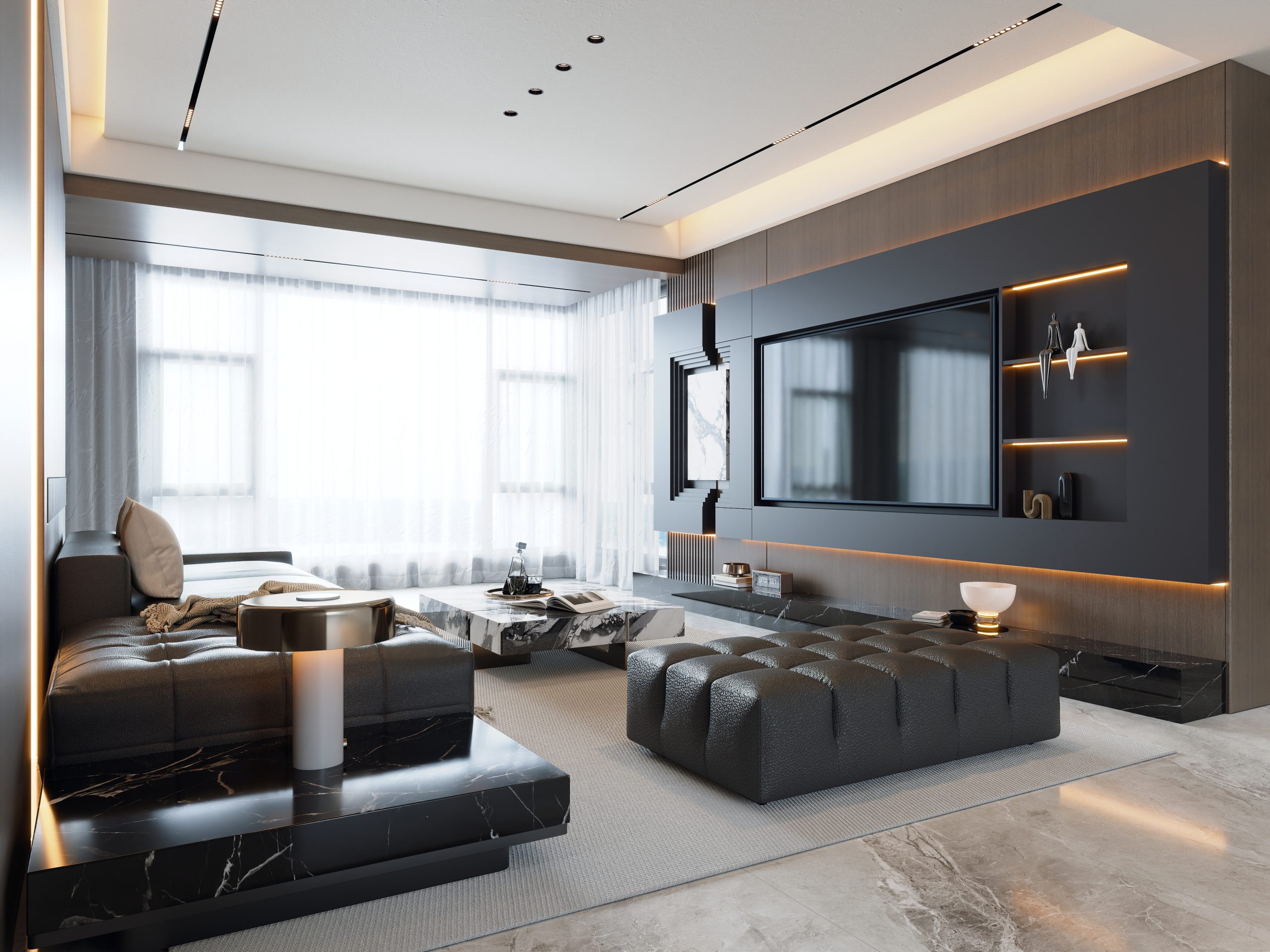 乐云库意式风格客餐厅效果图案例方案-乐云库