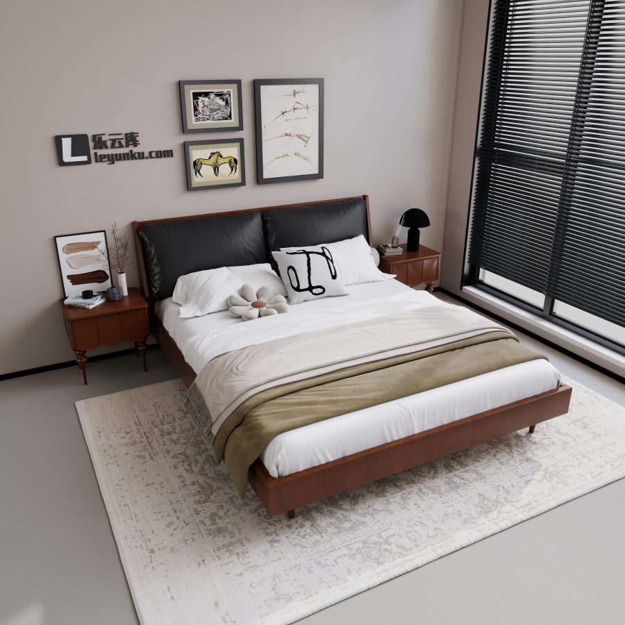 卧室空间酷家乐可拆解场景模型组合-乐云库