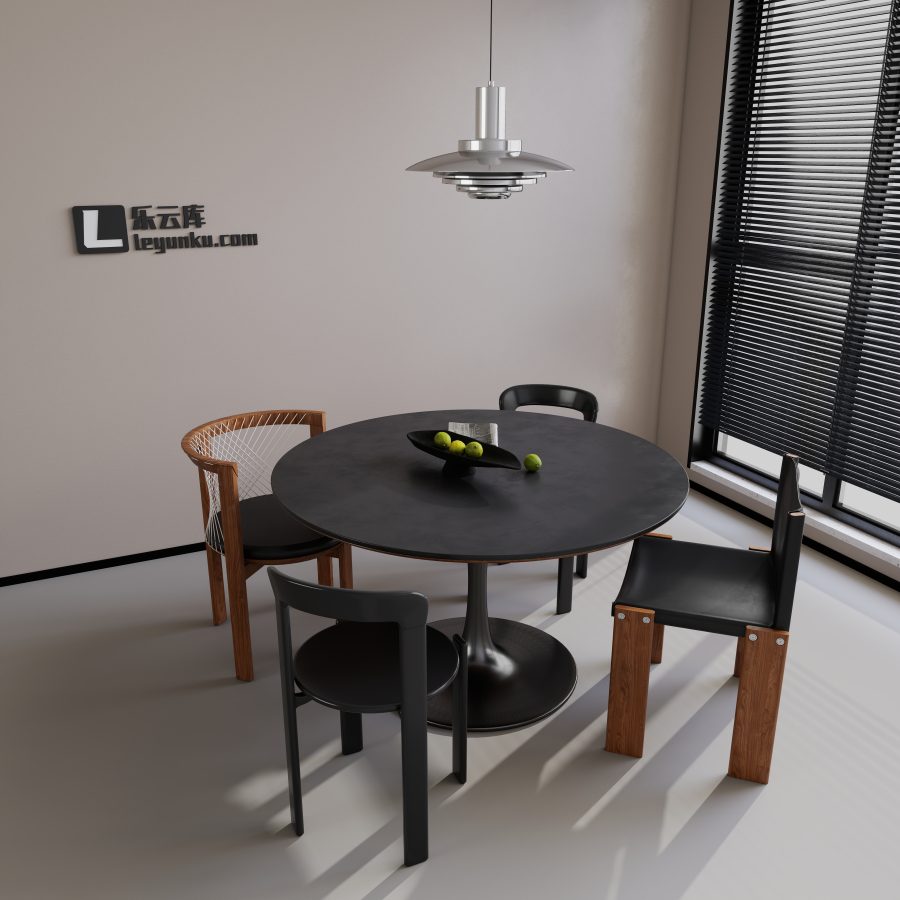 中古法式风格餐桌岛台酷家乐可拆解场景模型-乐云库