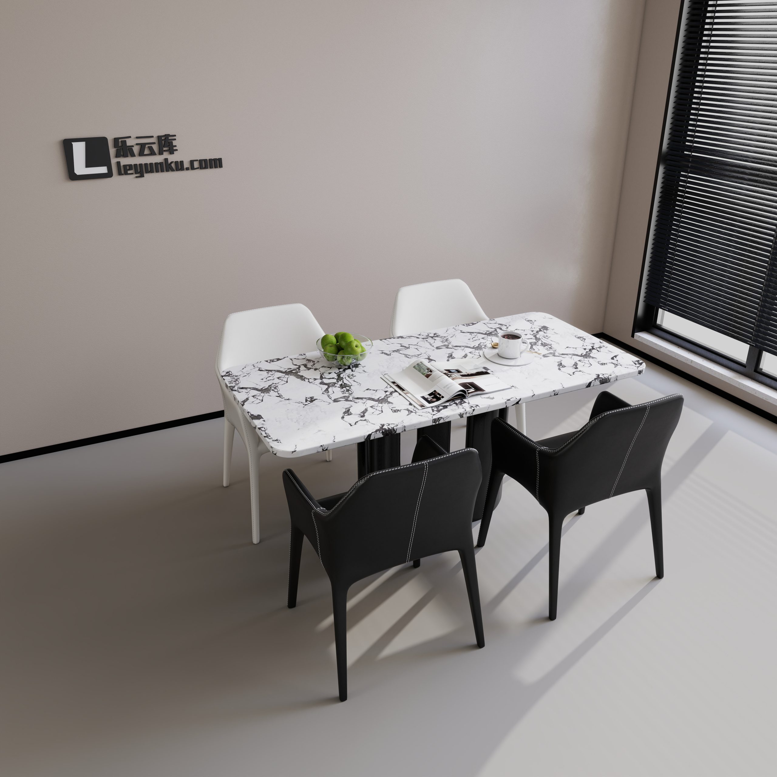 餐桌酷家乐可拆解场景模型-乐云库