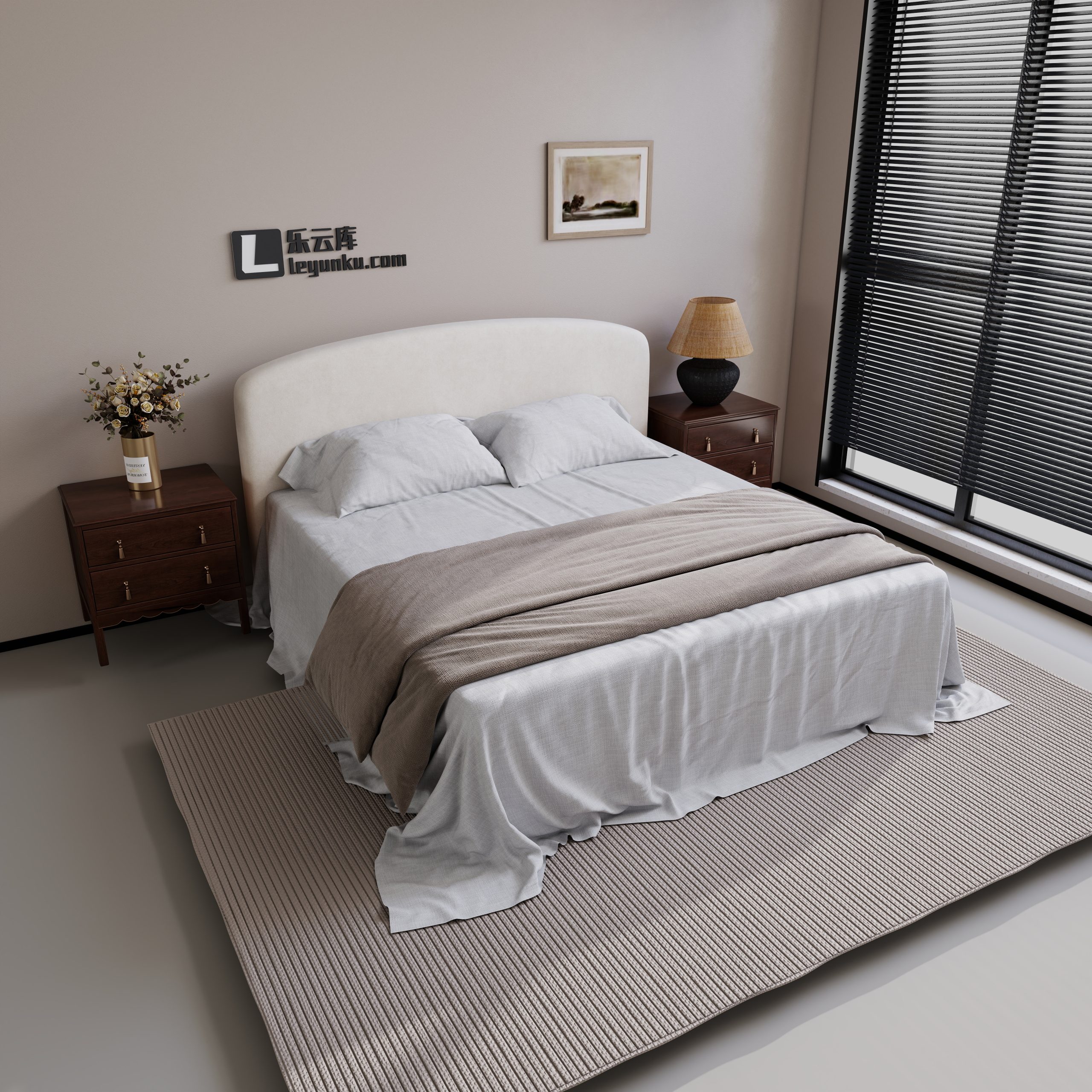 卧室空间酷家乐可拆解场景模型组合-乐云库