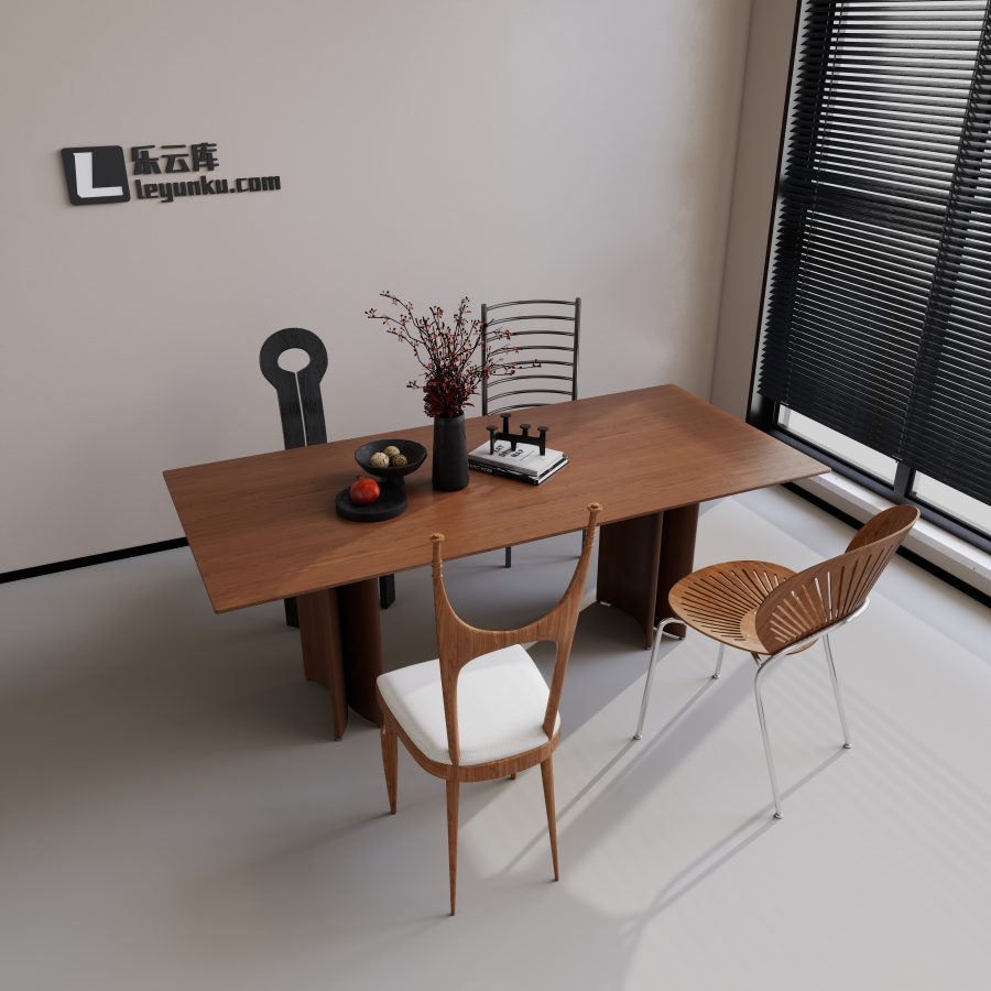 餐桌酷家乐可拆解场景模型-乐云库