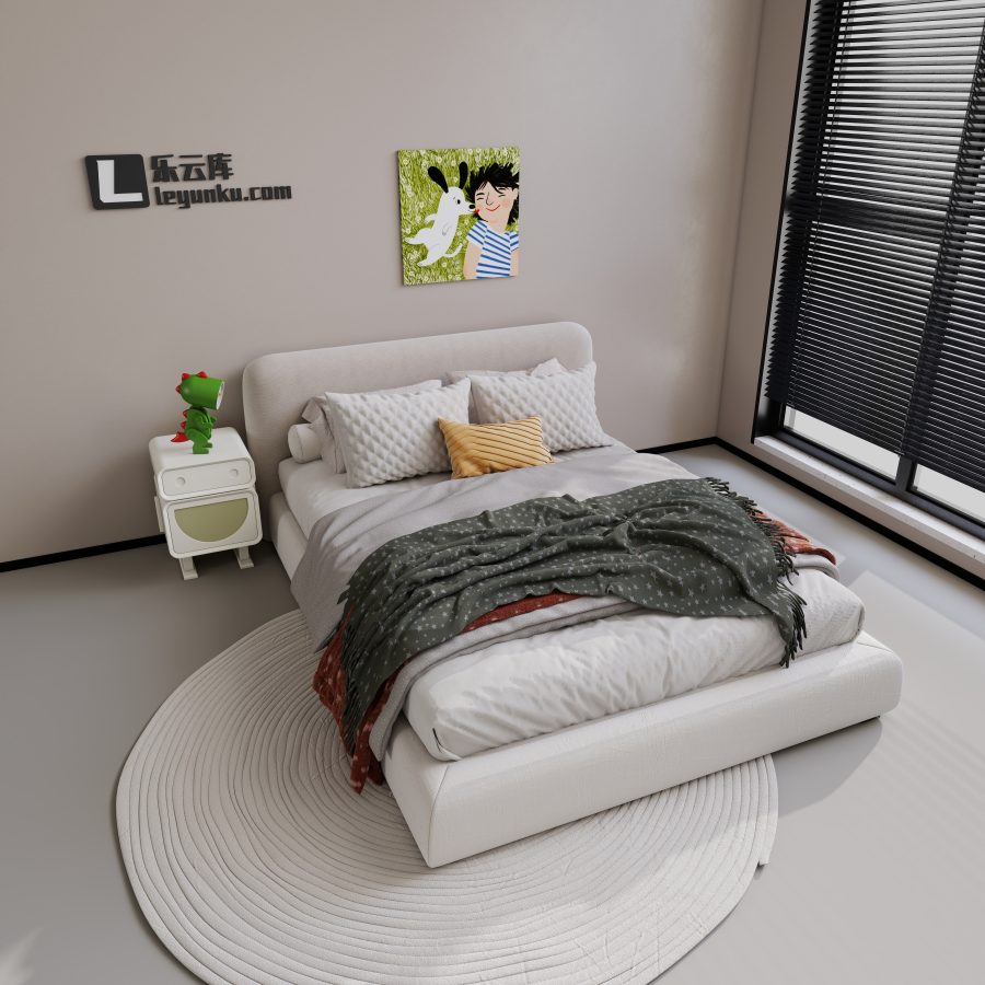 现代风格卧室空间酷家乐可拆解场景模型-乐云库