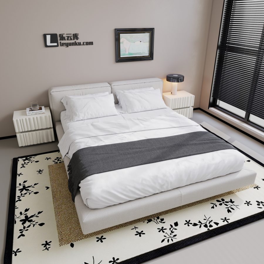 现代风格卧室空间酷家乐可拆解场景模型-乐云库