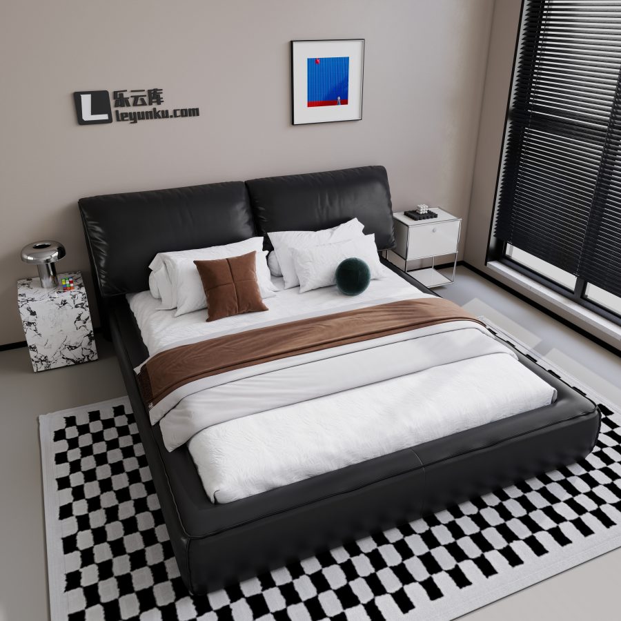 现代意式风格卧室空间酷家乐可拆解场景模型-乐云库