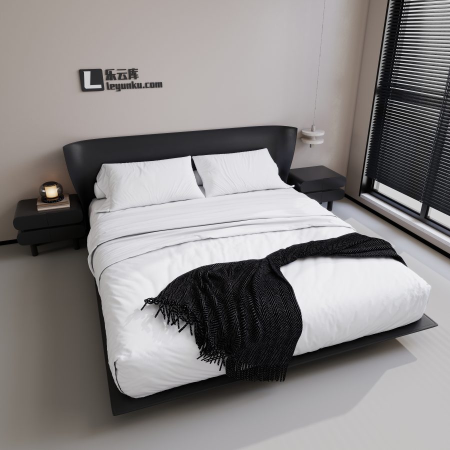 现代意式风格卧室空间酷家乐可拆解场景模型-乐云库