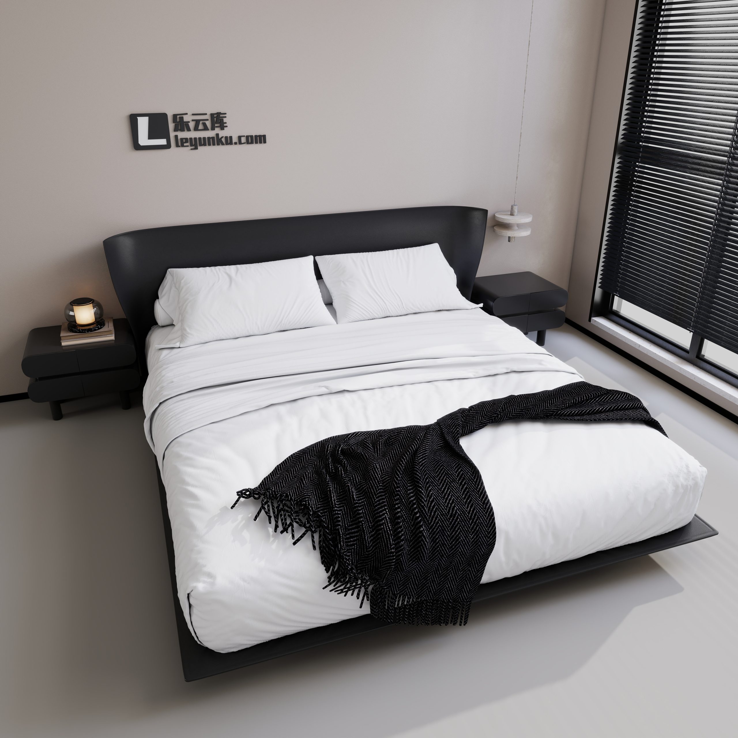 现代意式风格卧室空间酷家乐可拆解场景模型-乐云库