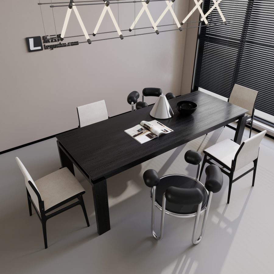 餐桌酷家乐可拆解场景模型-乐云库