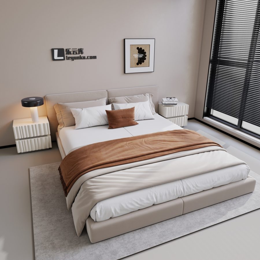 现代风格卧室空间酷家乐可拆解场景模型-乐云库