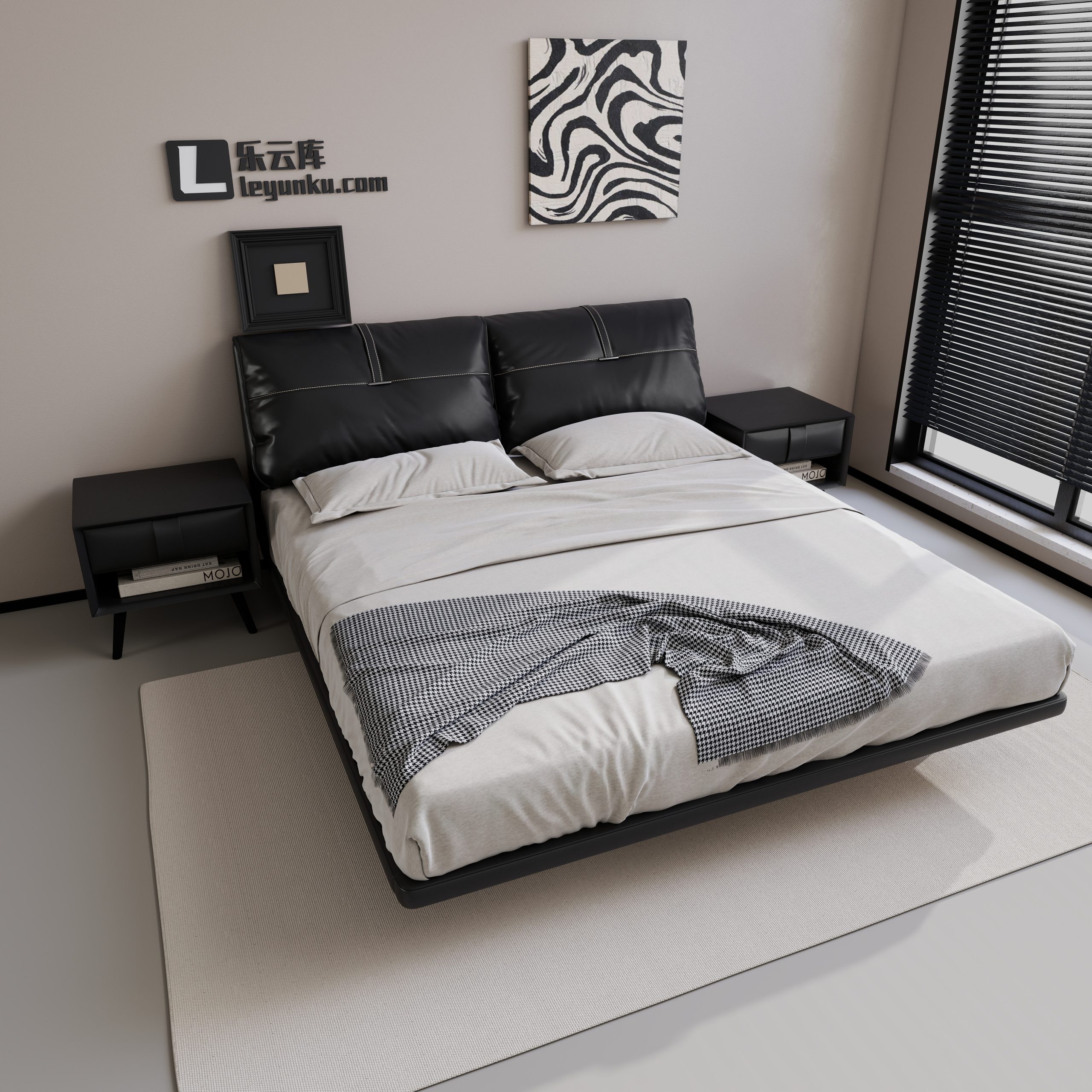 现代意式风格卧室空间酷家乐可拆解场景模型-乐云库