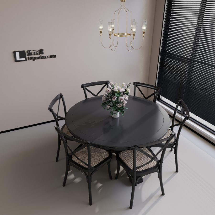 餐桌酷家乐可拆解场景模型-乐云库